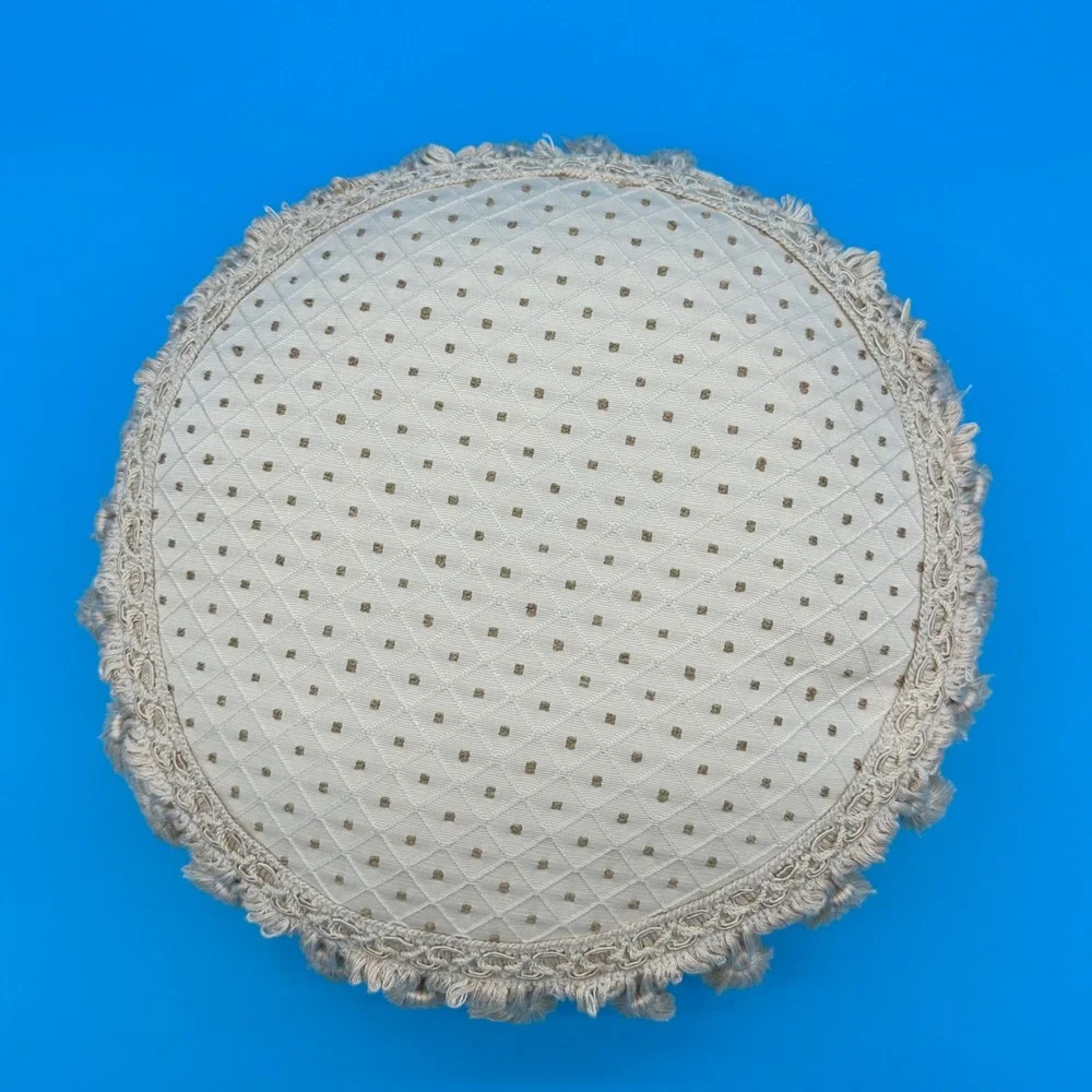 Round Decorative Throw Pillow Tufted Tassels Plaid Textured‎ Accent
